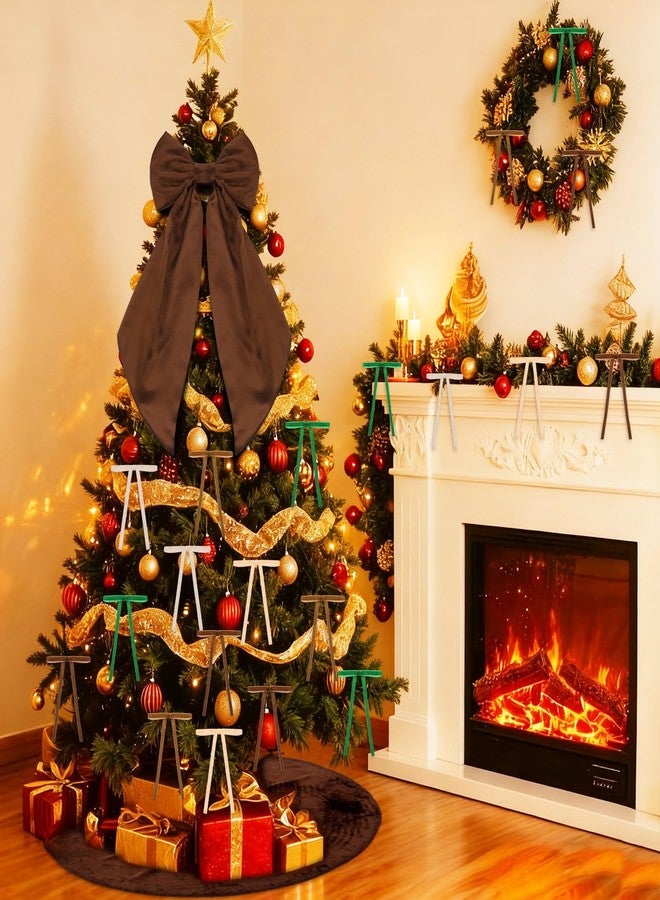 Vertintong 32 Pcs Vintage Brown Christmas Tree Decorations Brown Velvet Xmas Tree Skirt Large Topper Bow Christmas Ribbon Garland Wreath Ornament for Xmas Party Indoor Outdoor Decor - Image 4